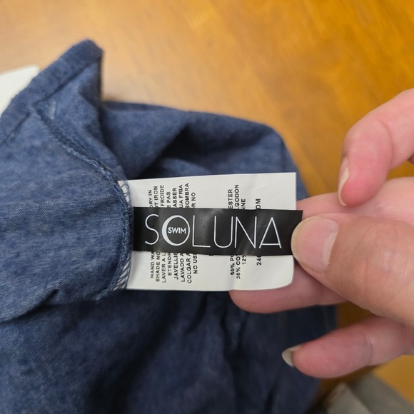 Soluna Swim Blue Cover-Up Dress Sleeveless Tassel Tie Women's Medium M - Picture 9 of 11